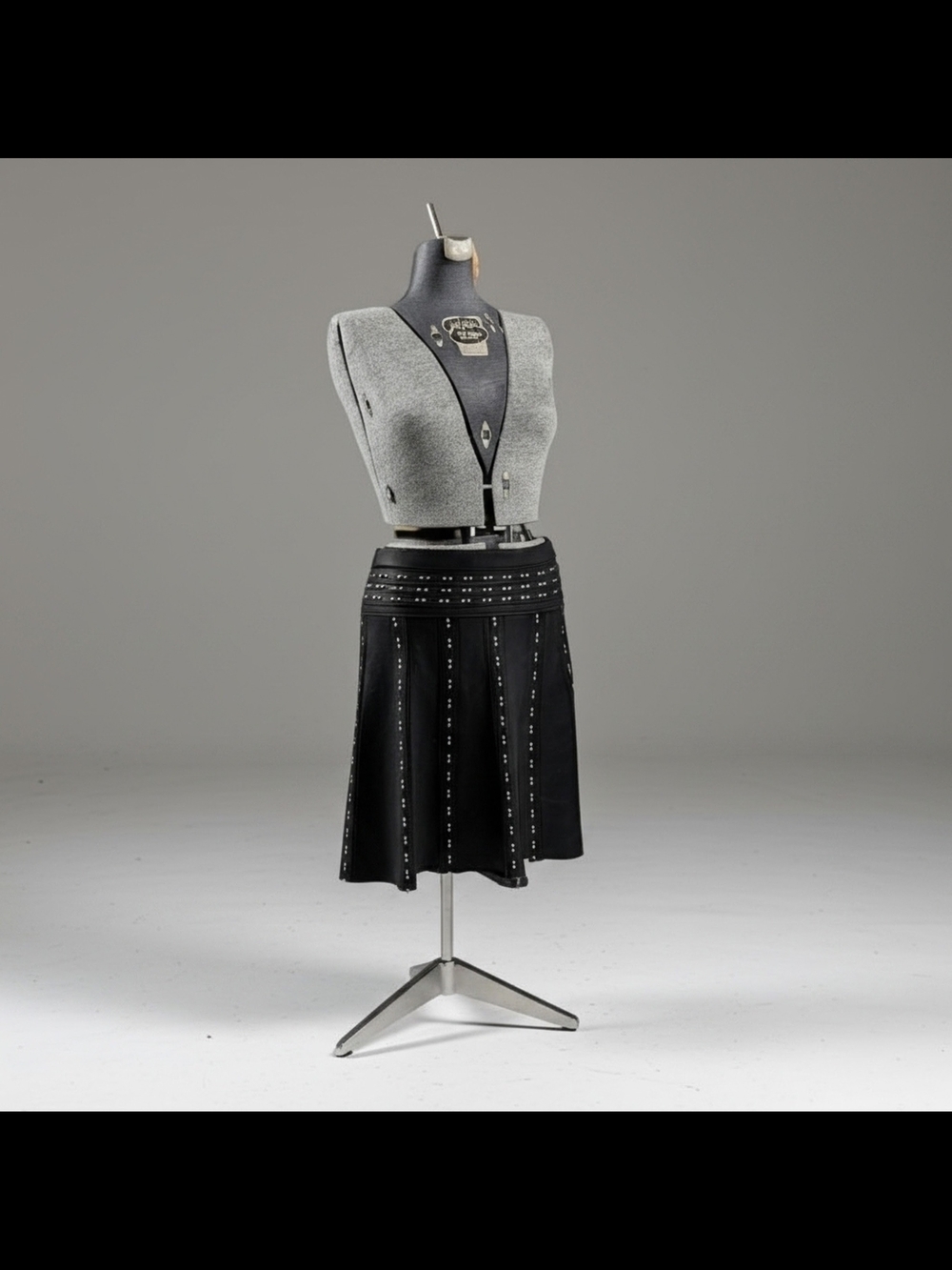 Max Studio Black Textured Knit A-Line Midi Skirt with Stud Trim Size L